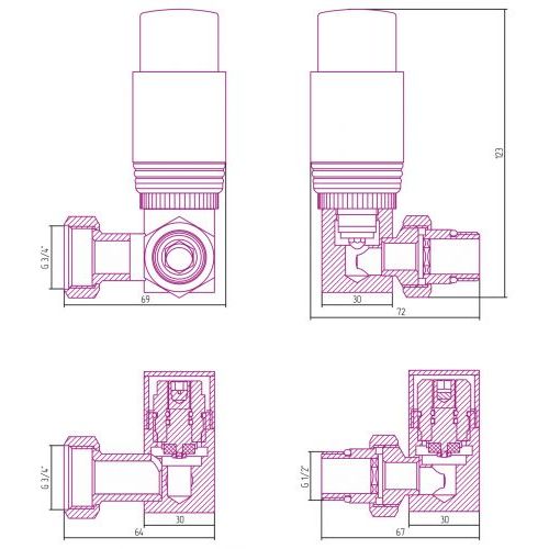 Терморегулятор Автоматический терморегулятор 3D левый G 1/2 НР х G 3/4 НГ (набор)
