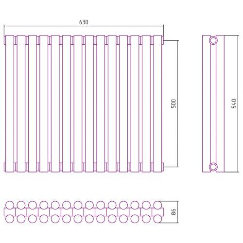 Отопительный радиатор Эстет-11 500х630 14 секций