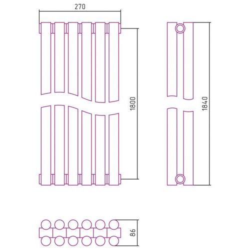 Отопительный радиатор Эстет-11 1800х270 6 секций