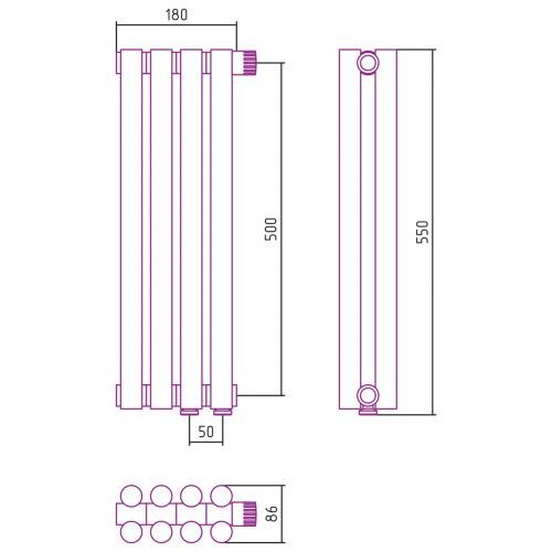 Отопительный радиатор Эстет-11 EU50 500х180 4 секции