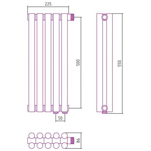 Отопительный радиатор Эстет-11 EU50 500х225 5 секций