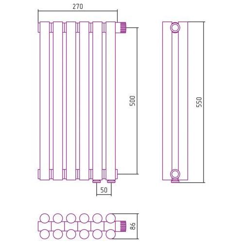 Отопительный радиатор Эстет-11 EU50 500х270 6 секций
