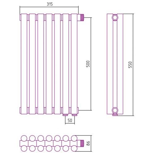 Отопительный радиатор Эстет-11 EU50 500х315 7 секций