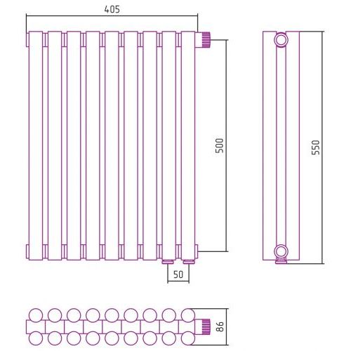 Отопительный радиатор Эстет-11 EU50 500х405 9 секций