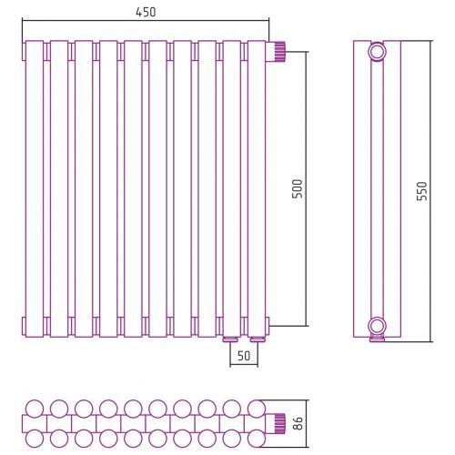 Отопительный радиатор Эстет-11 EU50 500х450 10 секций