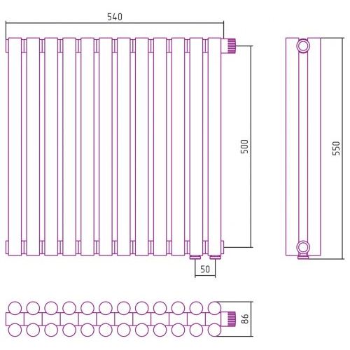 Отопительный радиатор Эстет-11 EU50 500х540 12 секций