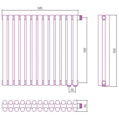 Отопительный радиатор Эстет-11 EU50 500х585 13 секций