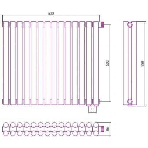 Отопительный радиатор Эстет-11 EU50 500х630 14 секций