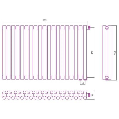 Отопительный радиатор Эстет-11 EU50 500х855 19 секций