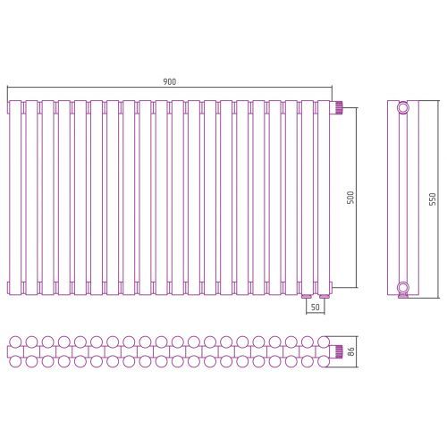 Отопительный радиатор Эстет-11 EU50 500х900 20 секций