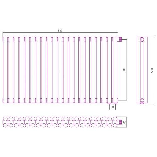 Отопительный радиатор Эстет-11 EU50 500х945 21 секция