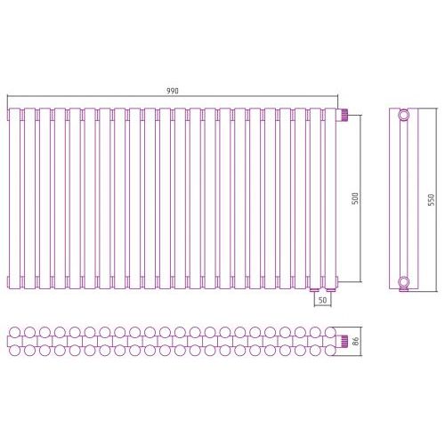 Отопительный радиатор Эстет-11 EU50 500х990 22 секции