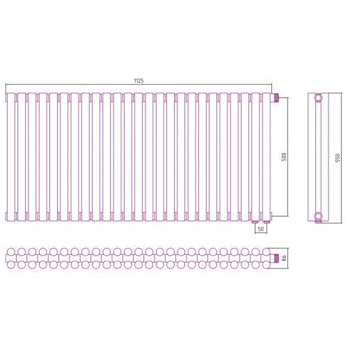 Отопительный радиатор Эстет-11 EU50 500х1125 25 секций