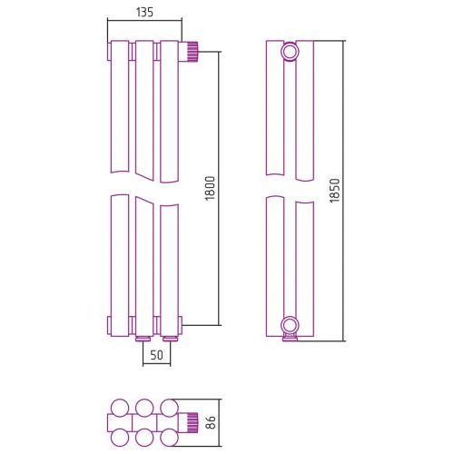 Отопительный радиатор Эстет-11 EU50 1800х135 3 секции
