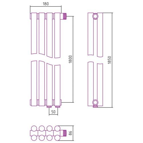 Отопительный радиатор Эстет-11 EU50 1800х180 4 секции