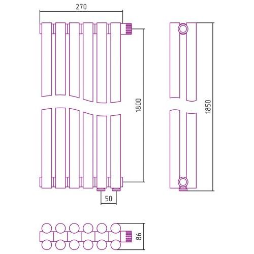 Отопительный радиатор Эстет-11 EU50 1800х270 6 секций