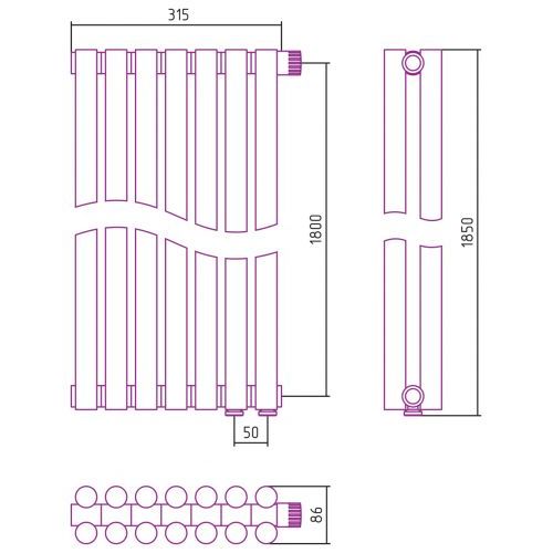 Отопительный радиатор Эстет-11 EU50 1800х315 7 секций