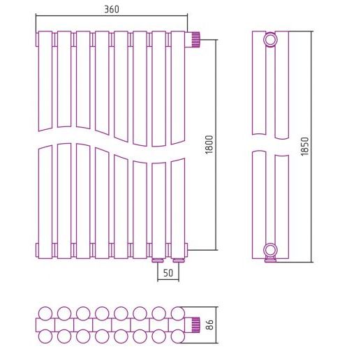 Отопительный радиатор Эстет-11 EU50 1800х360 8 секций