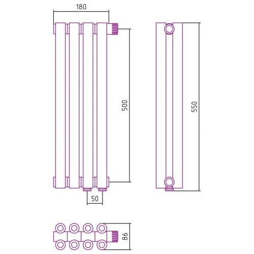 Отопительный радиатор Эстет-00 EU50 500х180 4 секции