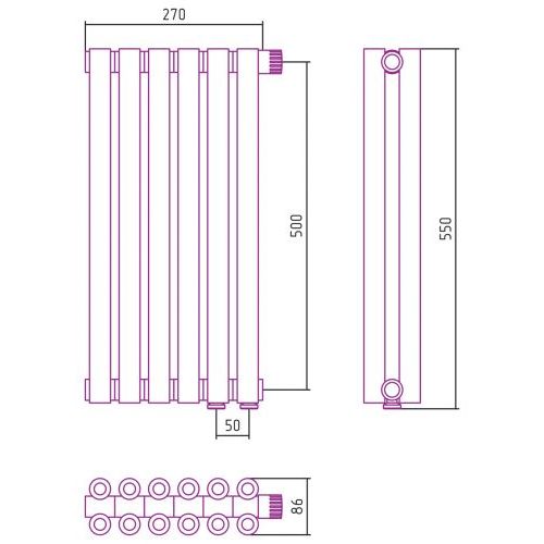 Отопительный радиатор Эстет-00 EU50 500х270 6 секций