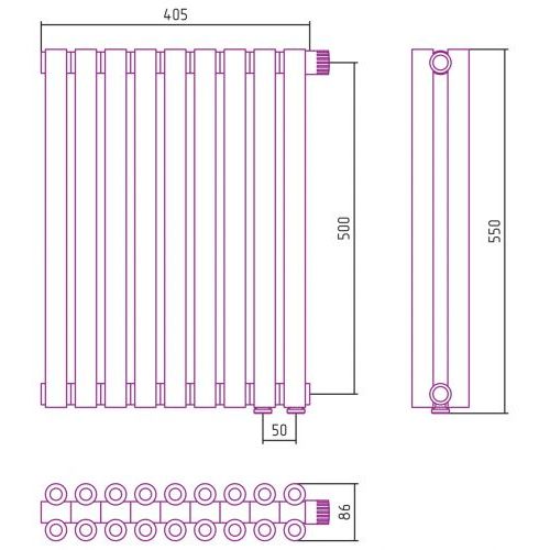 Отопительный радиатор Эстет-00 EU50 500х405 9 секций