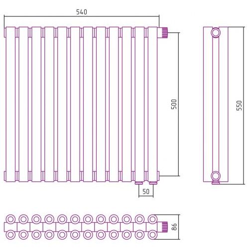 Отопительный радиатор Эстет-00 EU50 500х540 12 секций