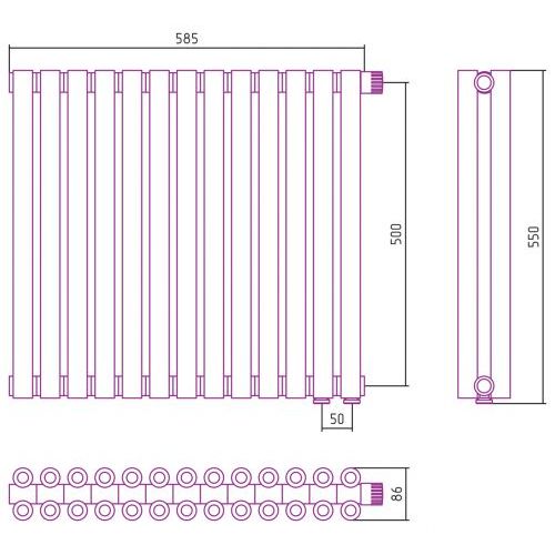 Отопительный радиатор Эстет-00 EU50 500х585 13 секций