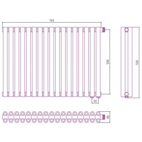 Отопительный радиатор Эстет-00 EU50 500х765 17 секций