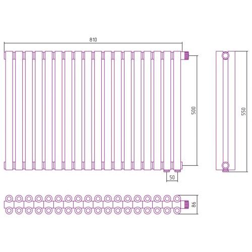 Отопительный радиатор Эстет-00 EU50 500х810 18 секций