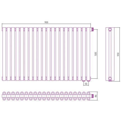 Отопительный радиатор Эстет-00 EU50 500х900 20 секций