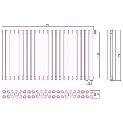Отопительный радиатор Эстет-00 EU50 500х990 22 секции