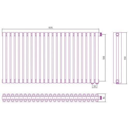 Отопительный радиатор Эстет-00 EU50 500х1035 23 секции