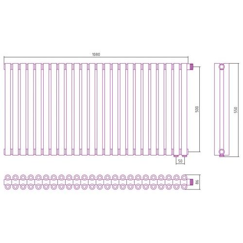 Отопительный радиатор Эстет-00 EU50 500х1080 24 секции
