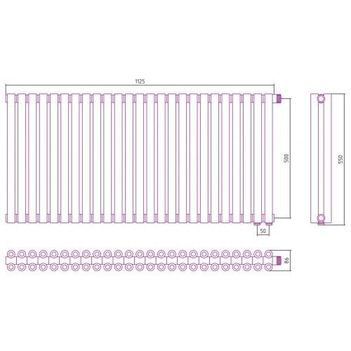 Отопительный радиатор Эстет-00 EU50 500х1125 25 секций