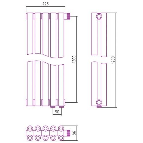 Отопительный радиатор Эстет-00 EU50 1200х225 5 секций