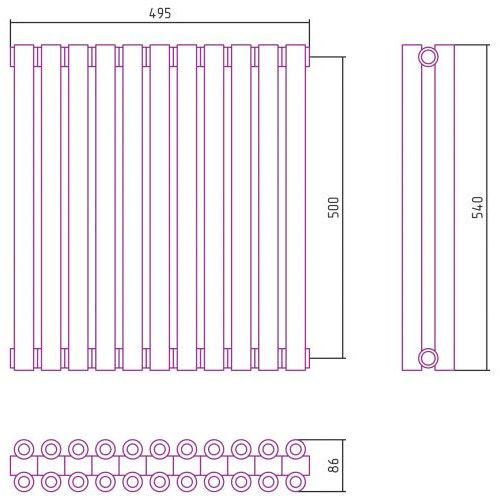Отопительный радиатор Эстет-00 500х495 11 секций