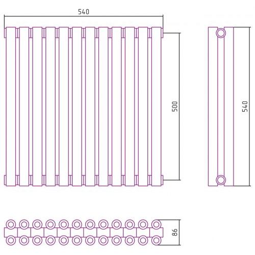 Отопительный радиатор Эстет-00 500х540 12 секций