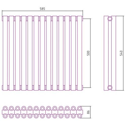 Отопительный радиатор Эстет-00 500х585 13 секций