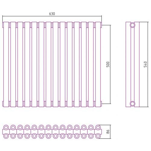 Отопительный радиатор Эстет-00 500х630 14 секций