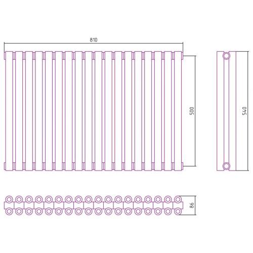 Отопительный радиатор Эстет-00 500х810 18 секций