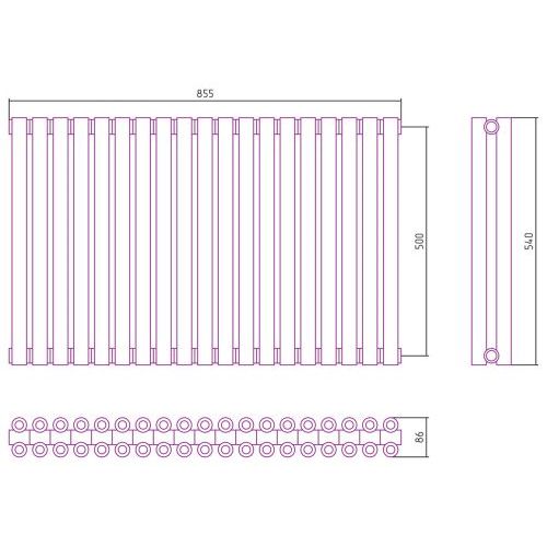 Отопительный радиатор Эстет-00 500х855 19 секций