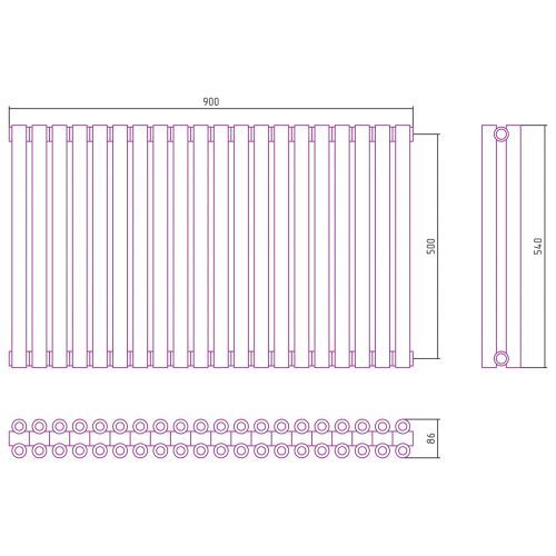 Отопительный радиатор Эстет-00 500х900 20 секций