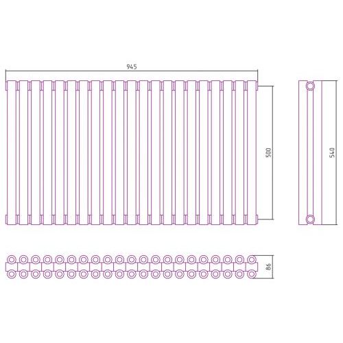 Отопительный радиатор Эстет-00 500х945 21 секция