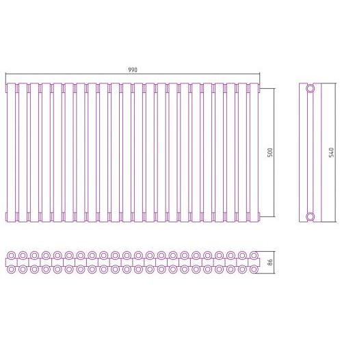 Отопительный радиатор Эстет-00 500х990 22 секции