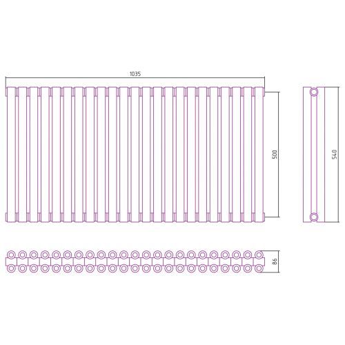 Отопительный радиатор Эстет-00 500х1035 23 секции