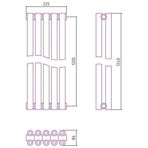 Отопительный радиатор Эстет-00 1200х225 5 секций