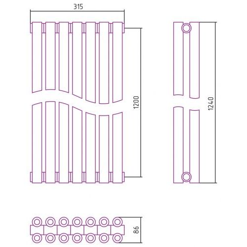 Отопительный радиатор Эстет-00 1200х315 7 секций