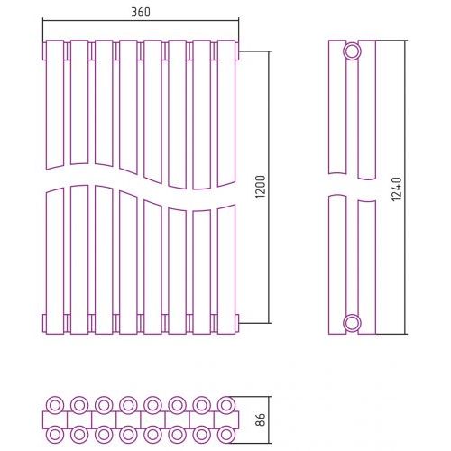 Отопительный радиатор Эстет-00 1200х360 8 секций