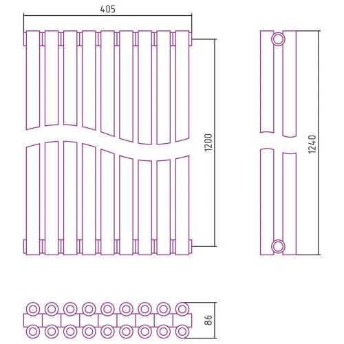 Отопительный радиатор Эстет-00 1200х405 9 секций