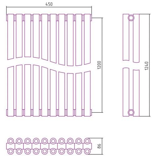 Отопительный радиатор Эстет-00 1200х450 10 секций